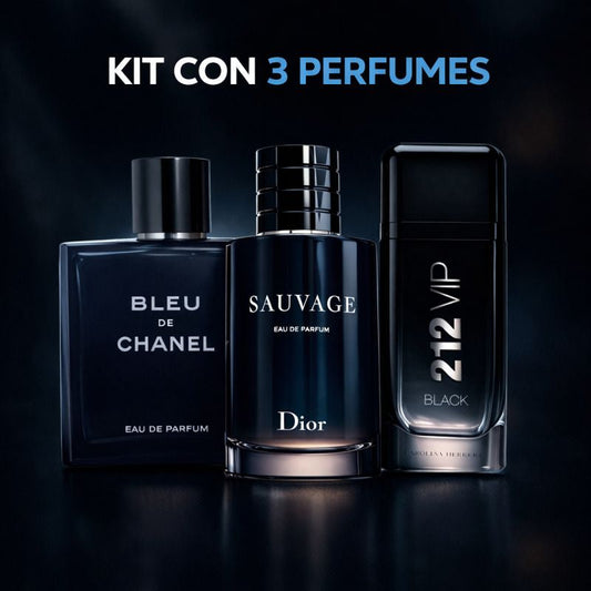 LIQUIDACIÓN DE STOCK - 3 Perfumes Masculinos Importados (100ml) - Sauvage Dior | Bleu de Chanel | 212 VIP Black