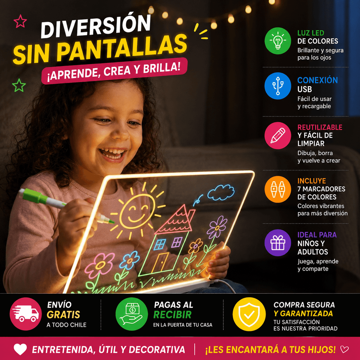 Pizarra Led 20x30 GlowSketch - Horas de diversión sin pantallas . Oferta 2 X 1