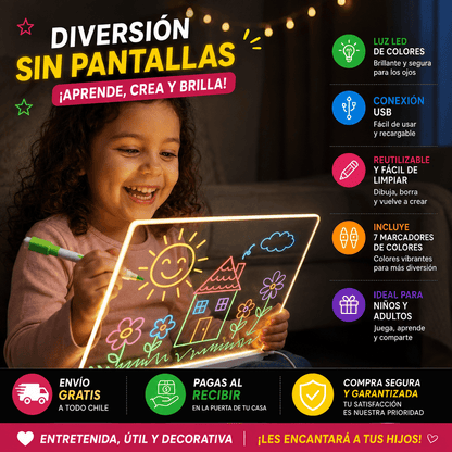 Pizarra Led 20x30 GlowSketch - Horas de diversión sin pantallas . Oferta 2 X 1
