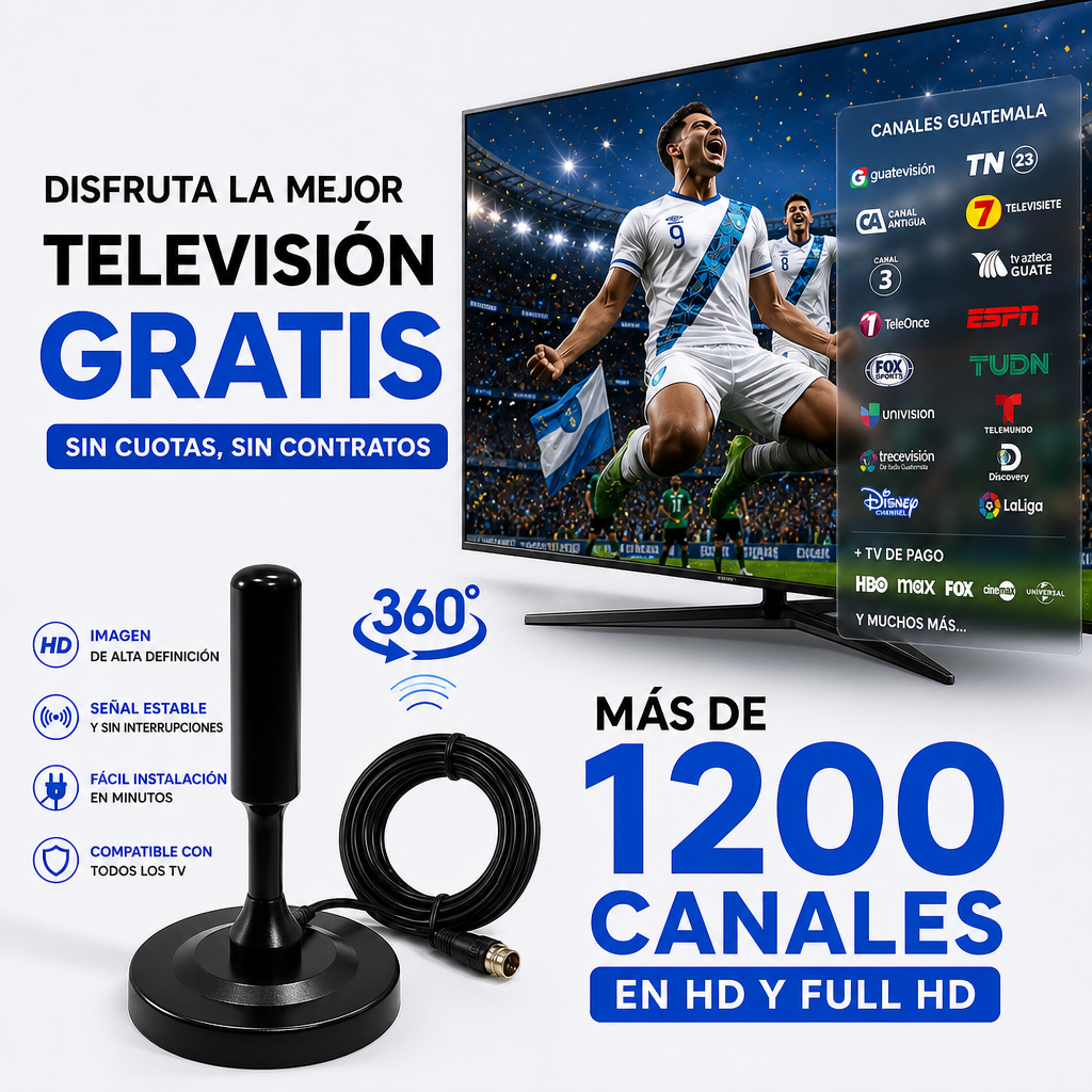 Antena Digital Vitara HDMax +1200 Canales en HD Gratis
