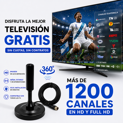 Antena Digital Vitara HDMax +1200 Canales en HD Gratis