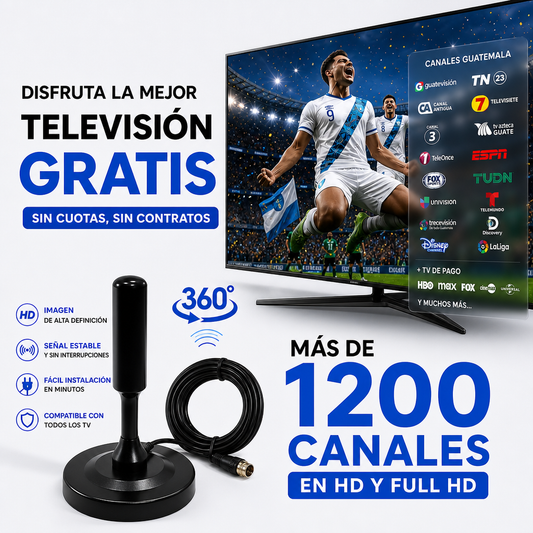 Antena Digital Vitara HDMax +1200 Canales en HD Gratis